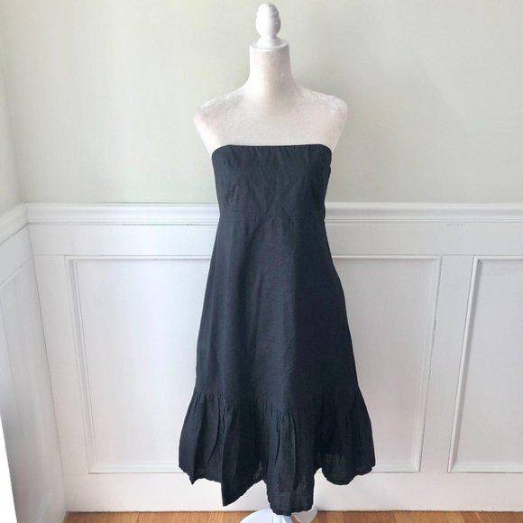 GAP Dresses & Skirts - Gap Black Strapless Midi Dress Cotton Blend 8